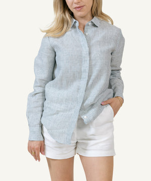 Striped Relaxed Linen Shirt Miaki Swiss Made Womenswear
