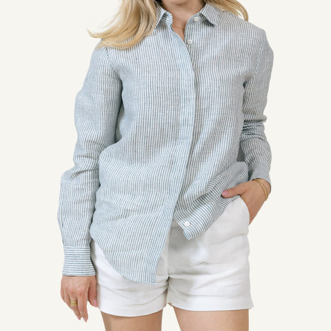 Striped Relaxed Linen Shirt Miaki Swiss Made Womenswear