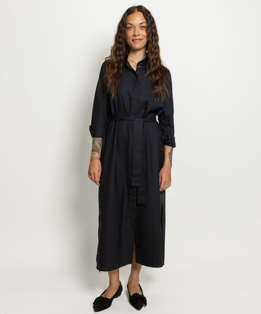 Long Wool Shirt Dress Miaki Swiss Made Womenswear