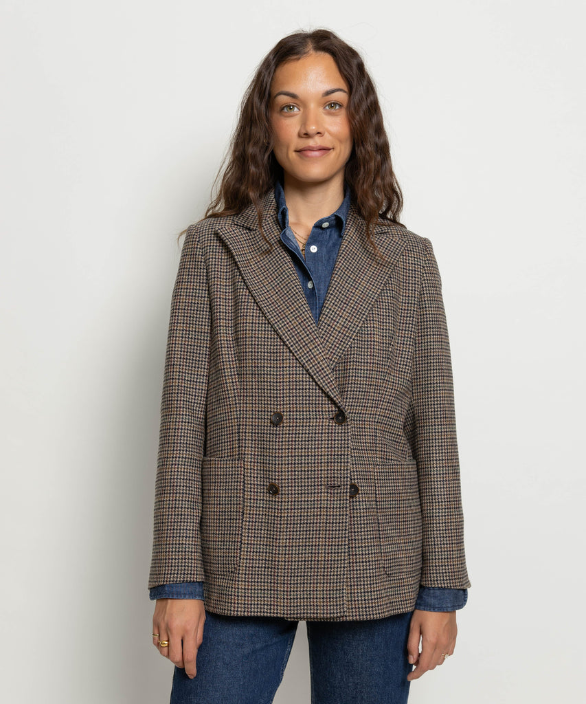 Double Breast Houndstooth Blazer Miaki Swiss Made Womenswear