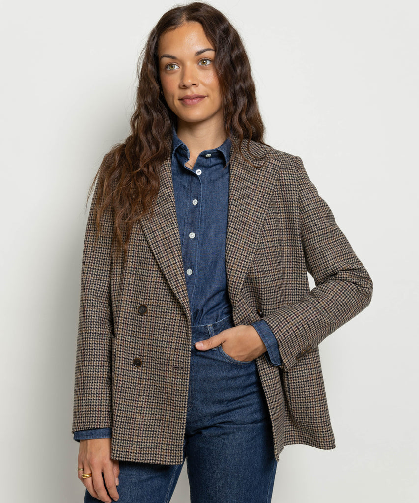 Double Breast Houndstooth Blazer Miaki Swiss Made Womenswear