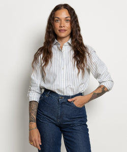 Relaxed Flannel Stripe Shirt Miaki Swiss Made Womenswear