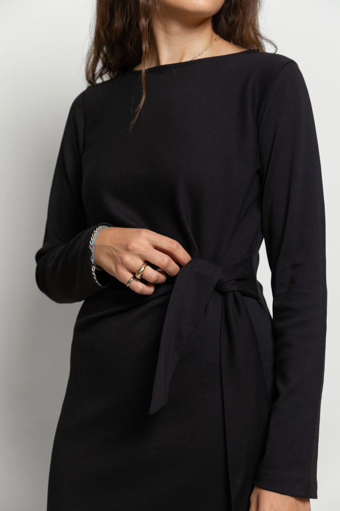 Langarm-Jerseykleid mit Knotendetail