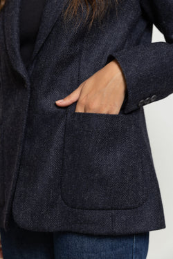 Entspannter Tweed-Blazer mit Fischgrätenmuster