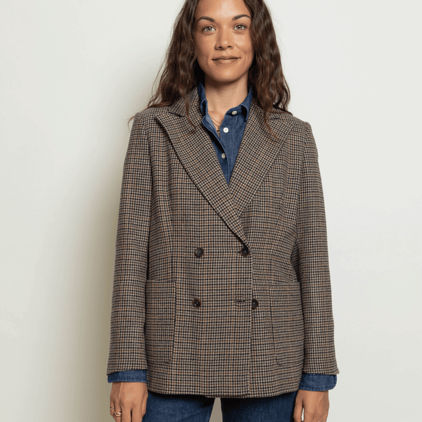 Double Breast Houndstooth Blazer Miaki Swiss Made Womenswear