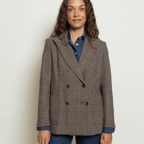 Double Breast Houndstooth Blazer Miaki Swiss Made Womenswear