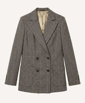 Beige / 34 Double Breast Houndstooth Blazer Miaki Swiss Made Womenswear