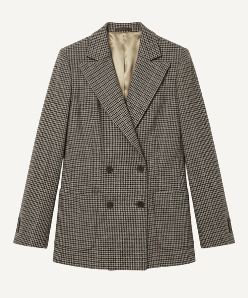 Beige / 34 Double Breast Houndstooth Blazer Miaki Swiss Made Womenswear