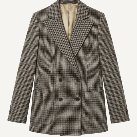 Beige / 34 Double Breast Houndstooth Blazer Miaki Swiss Made Womenswear