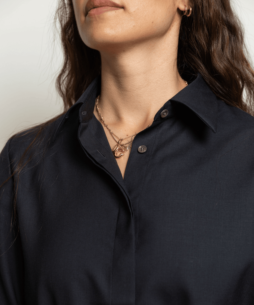 Long Wool Shirt Dress Miaki Swiss Made Womenswear
