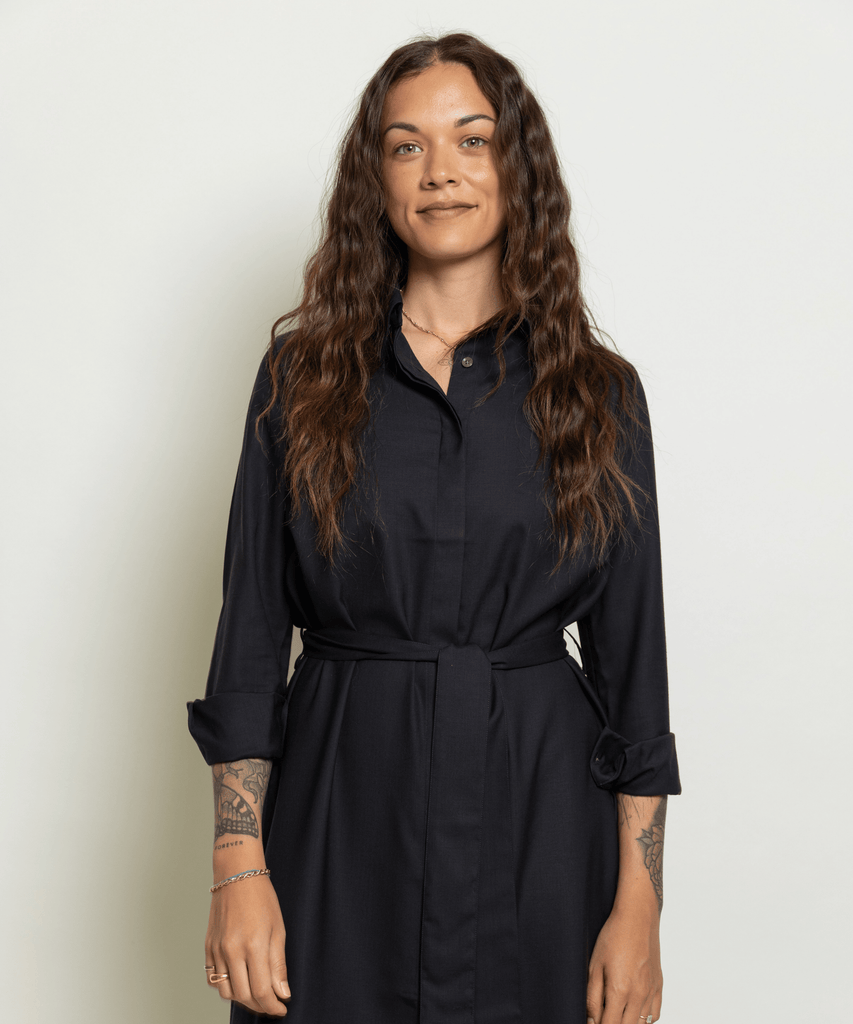 Long Wool Shirt Dress Miaki Swiss Made Womenswear
