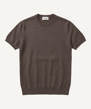 Dark Beige / XS Classic Short Sleeve Cashmere Sweater Miaki Swiss Made Womenswear