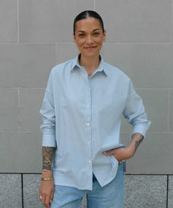 Light Blue Stripe / S Ibiza Cotton Shirt Miaki Swiss Made Womenswear