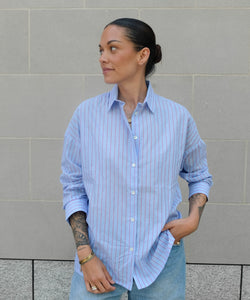 Blue/Red Stripes / S Ibiza Cotton Shirt Miaki Swiss Made Womenswear