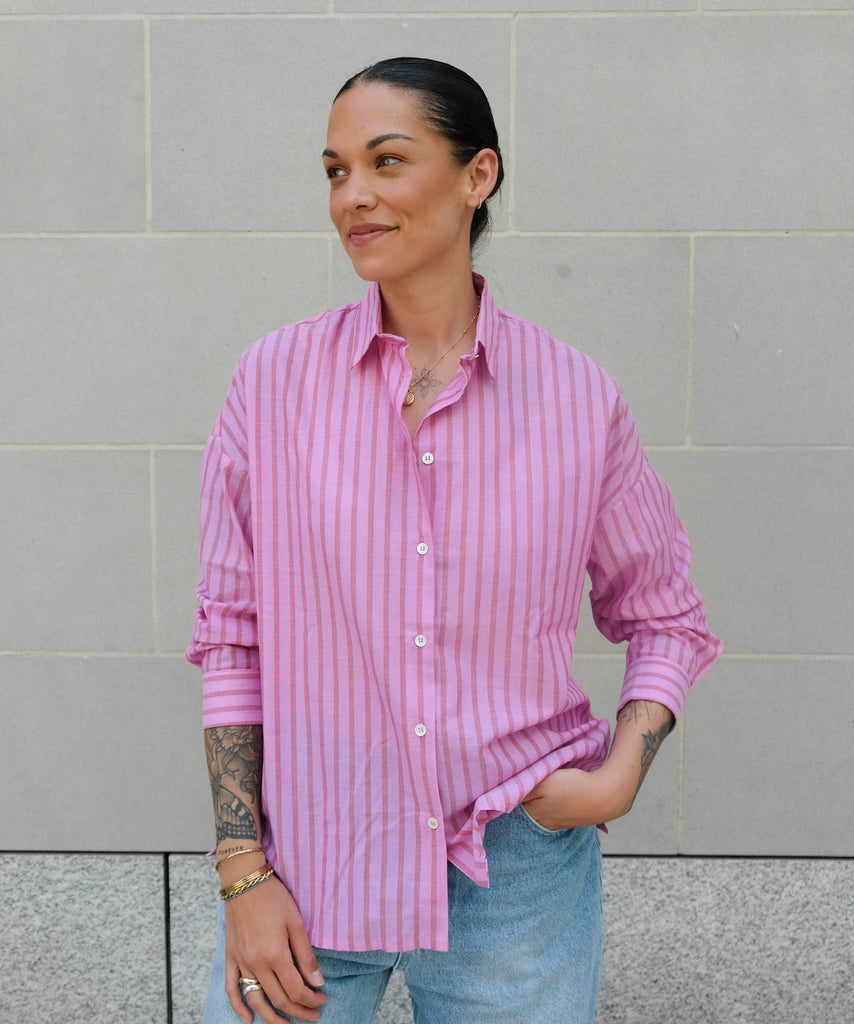 Pink Stripe / S Ibiza Cotton Shirt Miaki Swiss Made Womenswear