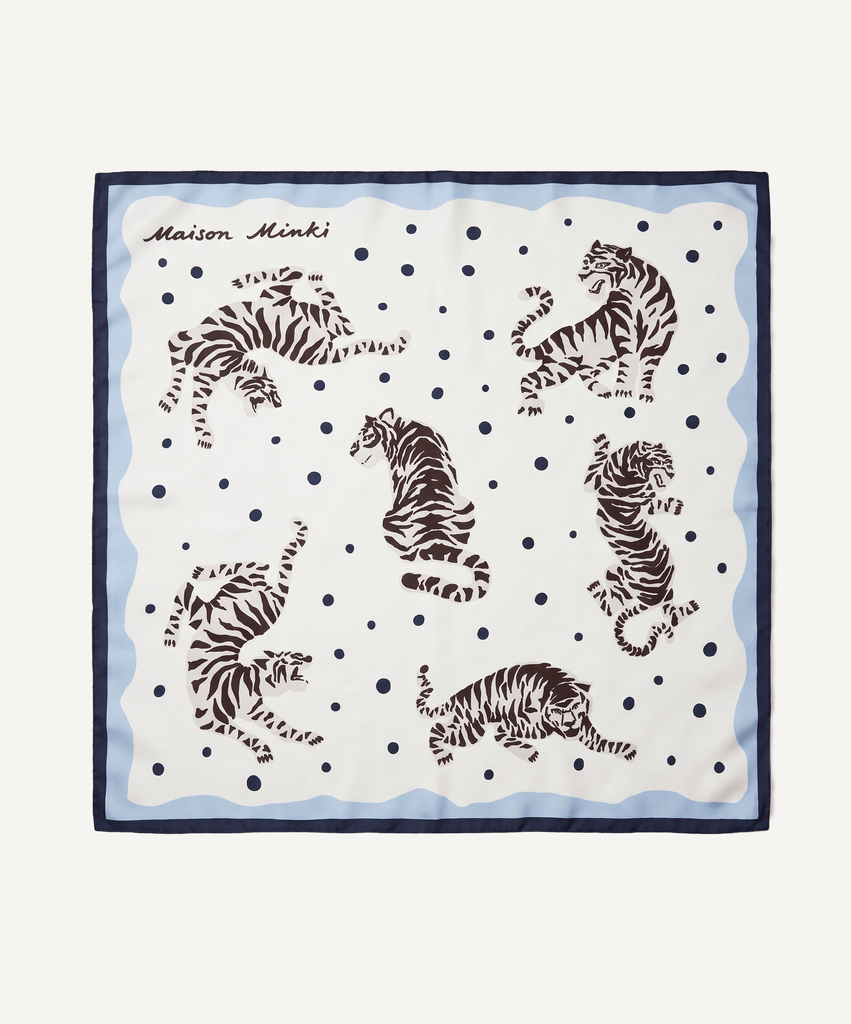 Light Blue / One Size Silk Foulard Tiger Miaki Swiss Made Womenswear