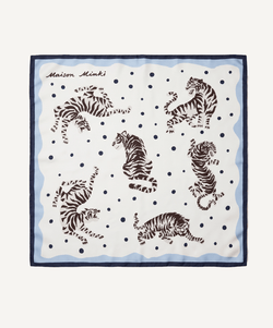 Light Blue / One Size Silk Foulard Tiger Miaki Swiss Made Womenswear