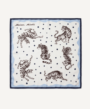 Light Blue / One Size Silk Foulard Tiger Miaki Swiss Made Womenswear