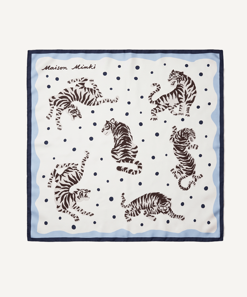 Light Blue / One Size Silk Foulard Tiger Miaki Swiss Made Womenswear