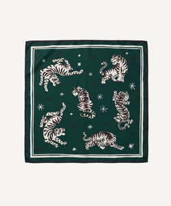 Green / One Size Silk Foulard Tiger Miaki Swiss Made Womenswear