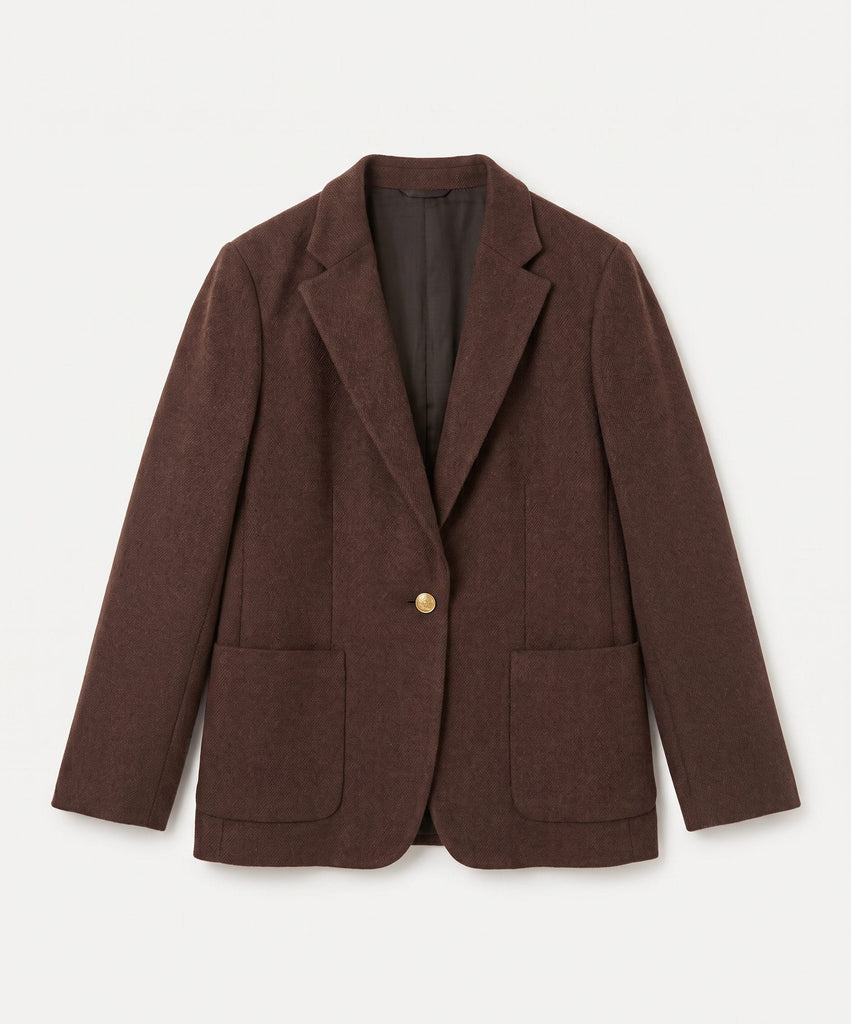 Brown / 34 Relaxed Heritage Wool Blazer Miaki Swiss Made Womenswear