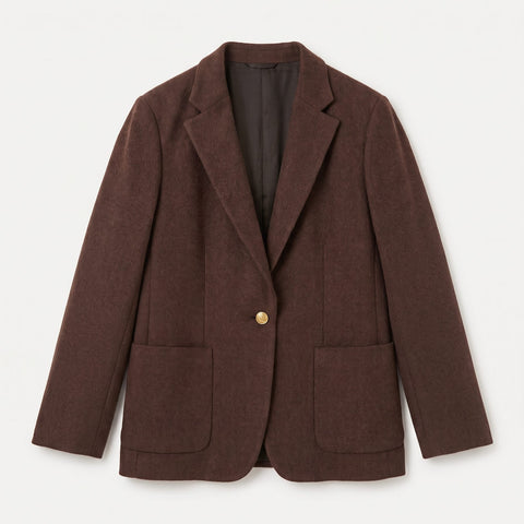 Brown / 34 Relaxed Heritage Wool Blazer Miaki Swiss Made Womenswear