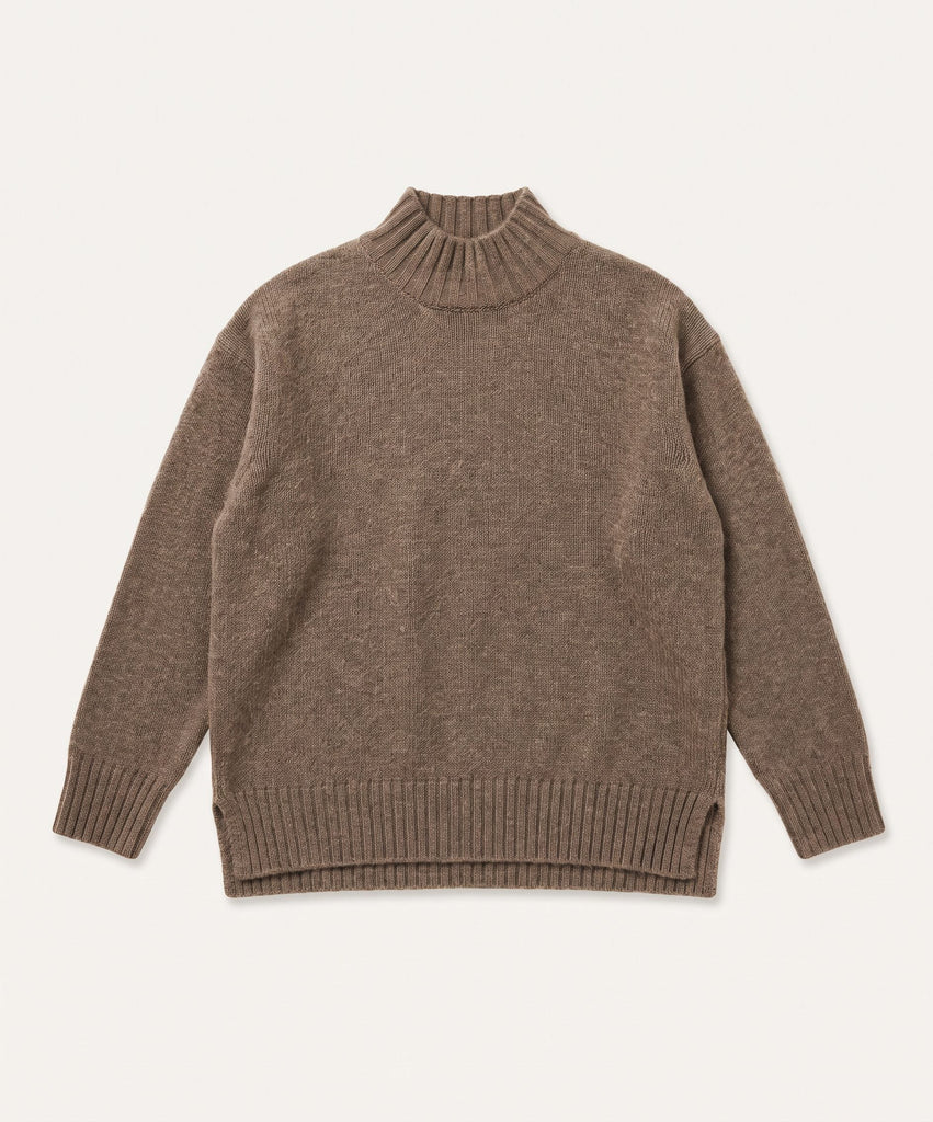 Light Brown / XS Relaxed Mockneck Sweater Miaki Swiss Made Womenswear