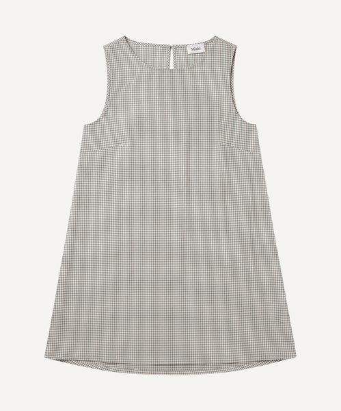 Check Beige / XS Sleeveless A-Line Dress Miaki Swiss Made Womenswear