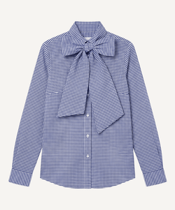 Check Navy / 34 Everyday Check Shirt with Bow Miaki Swiss Made Womenswear