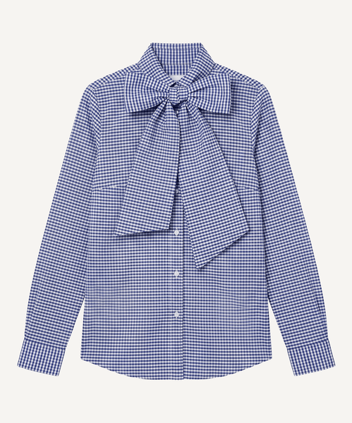Check Navy / 34 Everyday Check Shirt with Bow Miaki Swiss Made Womenswear