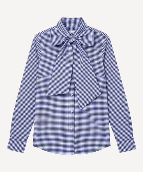 Check Navy / 34 Everyday Check Shirt with Bow Miaki Swiss Made Womenswear