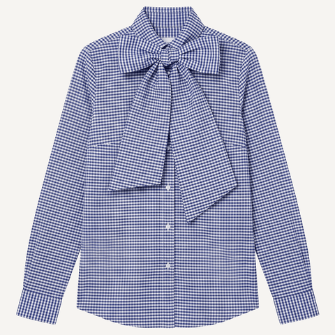 Check Navy / 34 Everyday Check Shirt with Bow Miaki Swiss Made Womenswear
