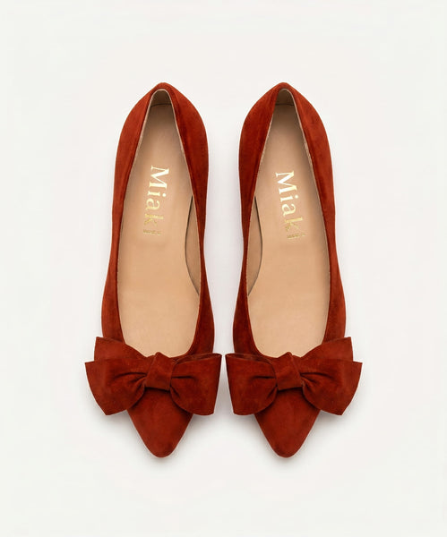 Suede Bow Flats Miaki Swiss Made Womenswear