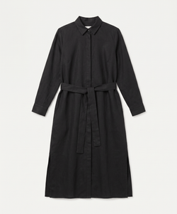 Black / 34 Long Wool Shirt Dress Miaki Swiss Made Womenswear
