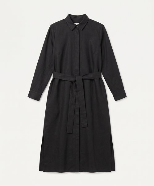 Black / 34 Long Wool Shirt Dress Miaki Swiss Made Womenswear