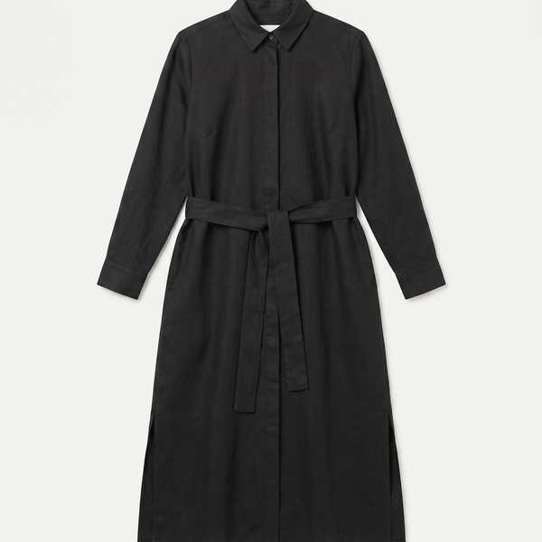 Black / 34 Long Wool Shirt Dress Miaki Swiss Made Womenswear