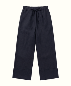 Navy / XS Palazzo Linen Trousers Miaki Swiss Made Womenswear