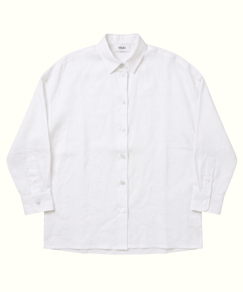 White / XS Oversized Linen Shirt Miaki Swiss Made Womenswear