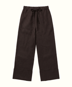Dark Brown / XS Palazzo Linen Trousers Miaki Swiss Made Womenswear