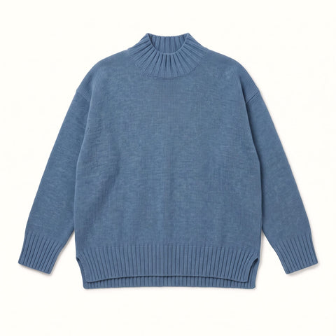 Ice Blue / XS Relaxed Mockneck Sweater Miaki Swiss Made Womenswear