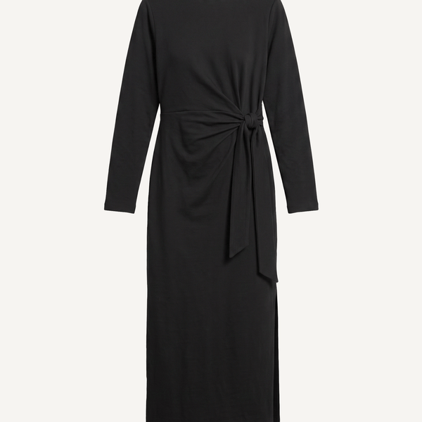 Black / XS Long Sleeve Jersey Knot Dress Miaki Swiss Made Womenswear