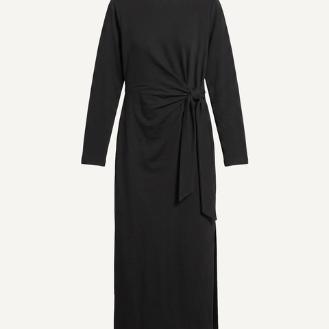 Black / XS Long Sleeve Jersey Knot Dress Miaki Swiss Made Womenswear