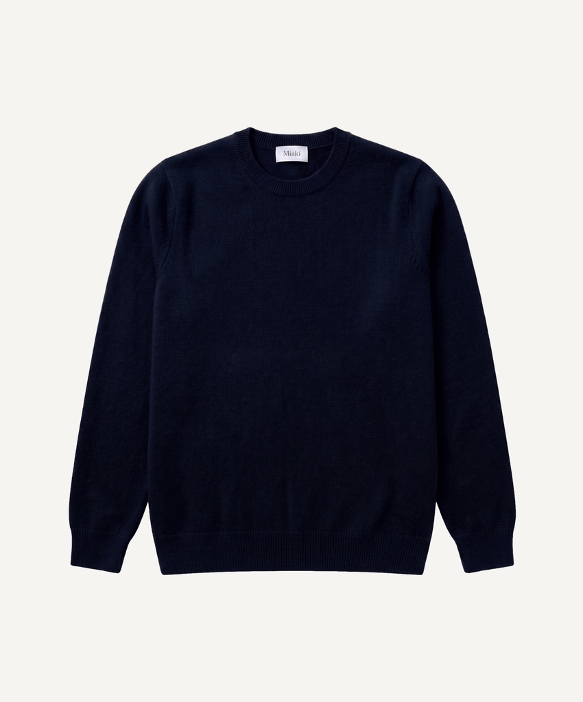 Dark Navy / XS Classic Cashmere Roundneck Sweater Miaki Swiss Made Womenswear