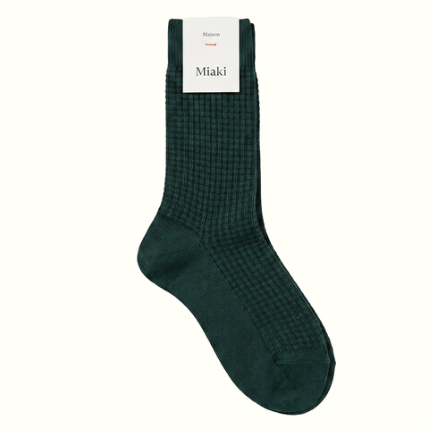 Green / 36/38 Structured Wool Socks Miaki Swiss Made Womenswear