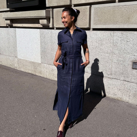 Long Short Sleeve Linen Shirt Dress