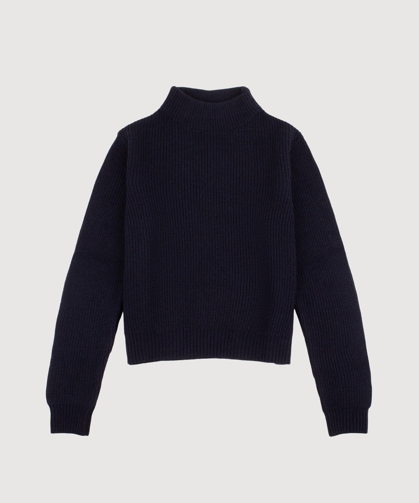 Short Heavy Rib Mockneck Sweater