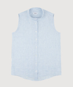 Sleeveless Linen Stripe Shirt