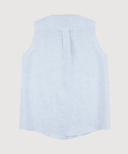Sleeveless Linen Stripe Shirt
