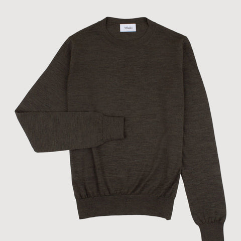 Classic Olive / XS Wool Roundneck Sweater Miaki Swiss Made Womenswear