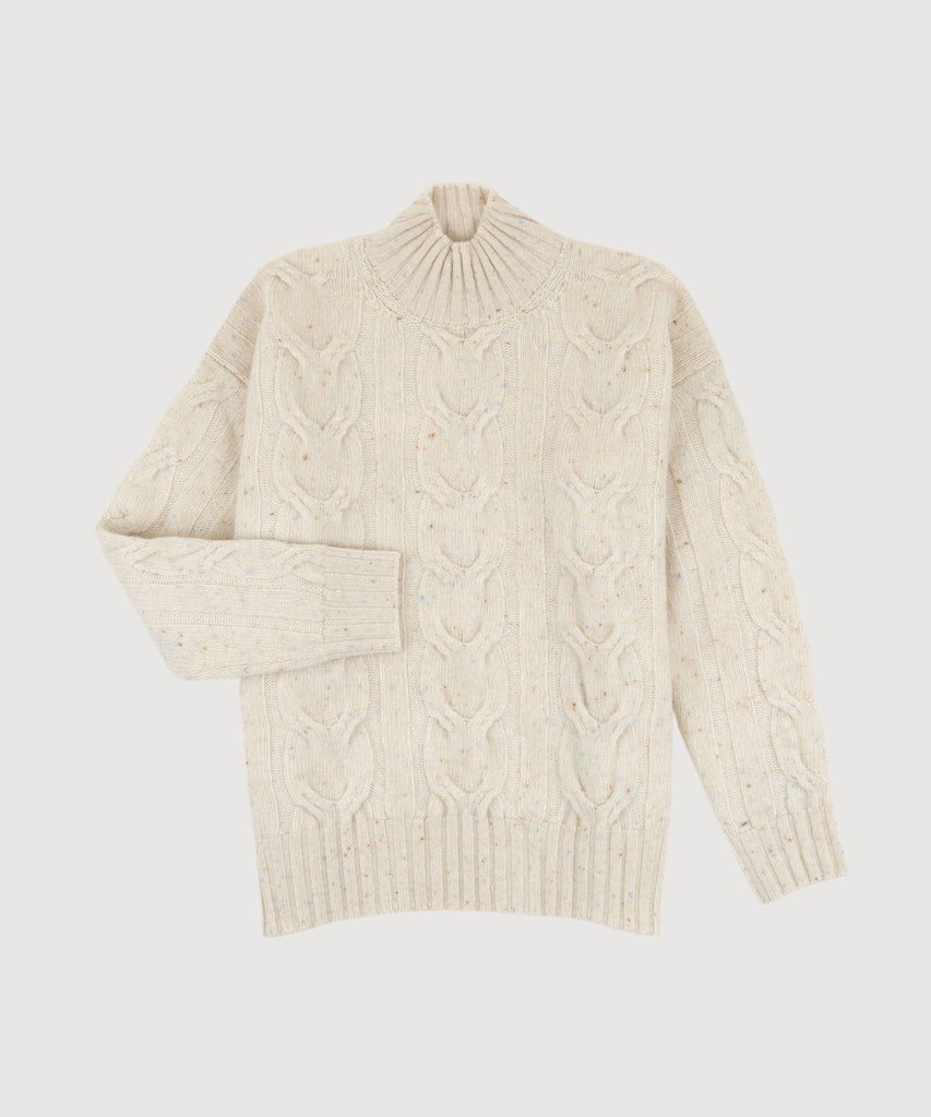 Cream / XS Relaxed Cable Knit Sweater Miaki Swiss Made Womenswear
